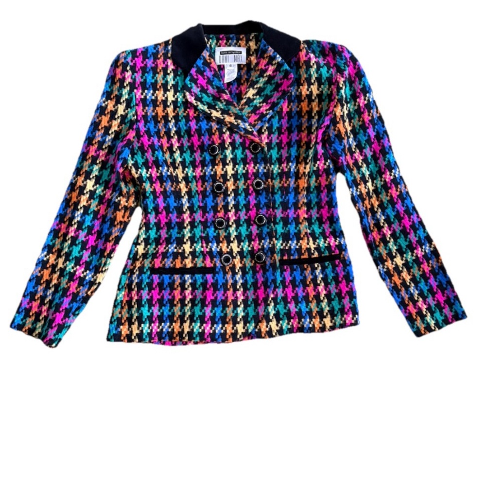 Vintage Lois Snyder Dani Max Women's
Size 6 Colorful Houndstooth Blazer